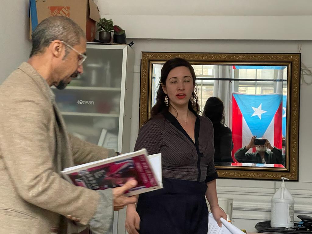 Antoine Pagán and Mirla Pereira in Don Pedro Campos rehearsal